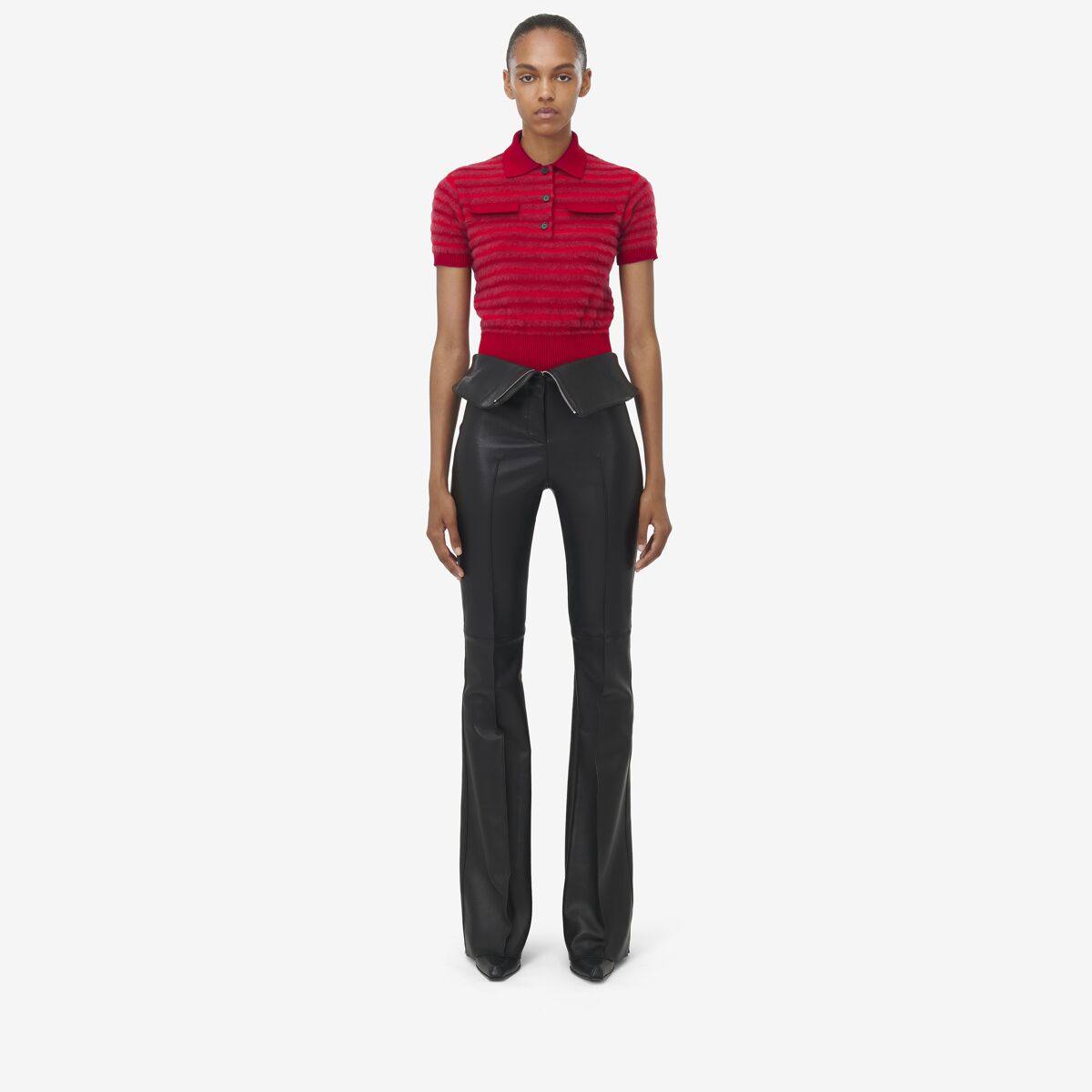 ALEXANDER MCQUEEN - Fold Over Waist Leather Trousers - Item 817911Q5ANU1000